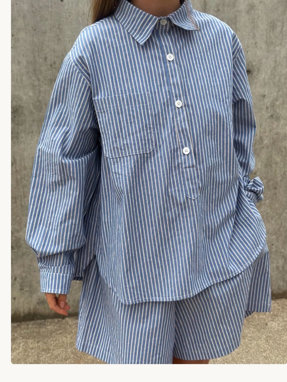 Shelter Clothing June Blue and White Striped Button-Down Shirt 2/3x